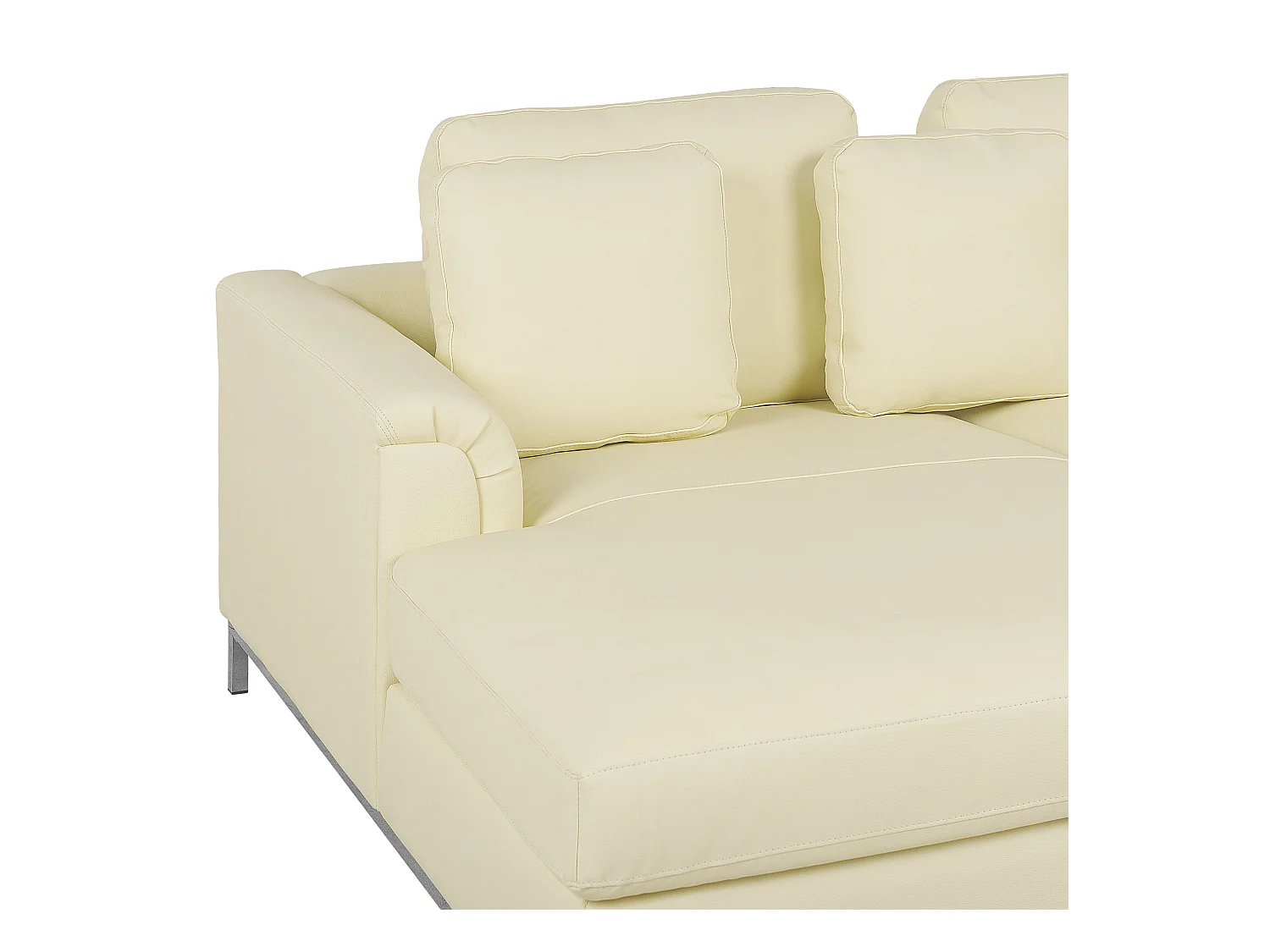 Modernes Ecksofa mit Ottomane Echtleder beige rechtsseitig Oslo