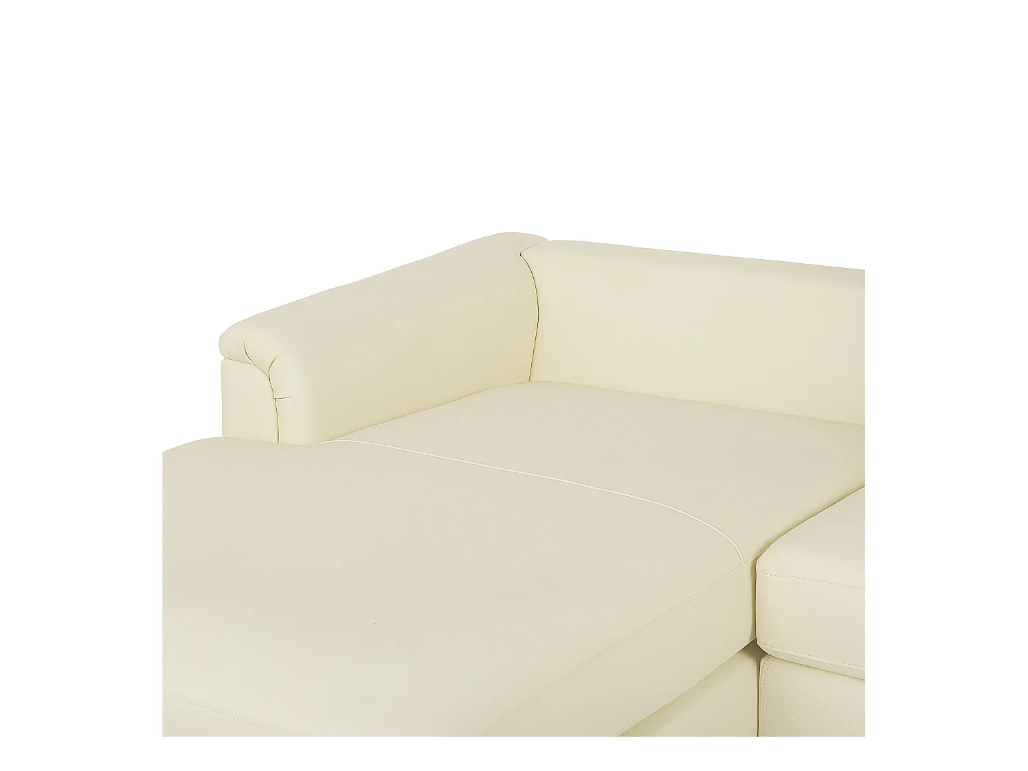 Modernes Ecksofa mit Ottomane Echtleder beige rechtsseitig Oslo
