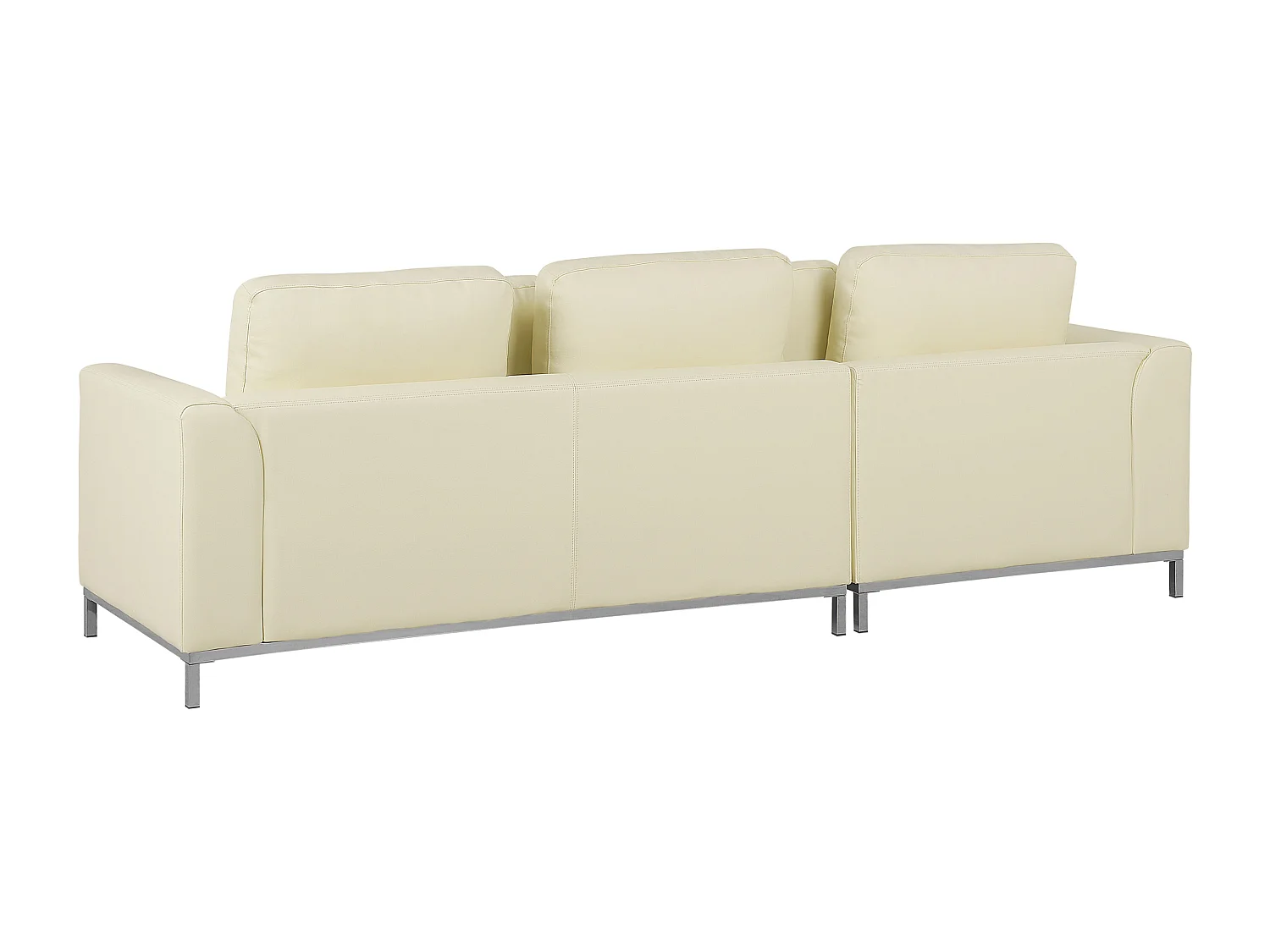 Canapé Angle à gauche en Cuir Véritable Beige et Pouf Ottoman Housses Amovibles Oslo