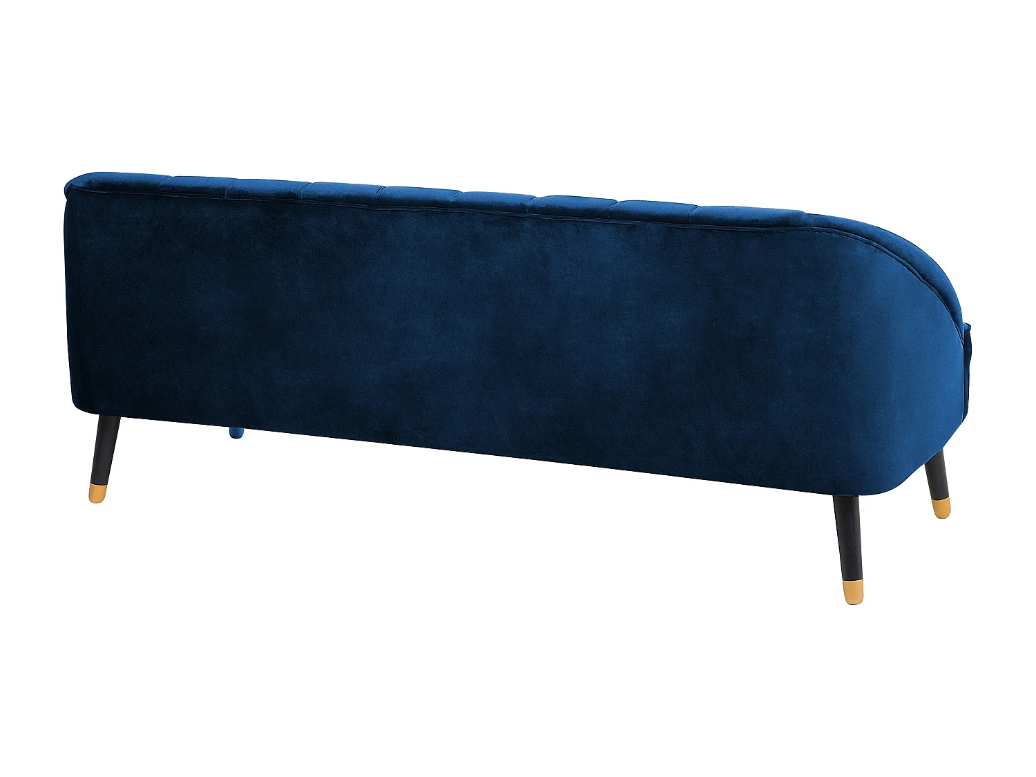 3-Sitzer Sofa Samtstoff blau gesteppt mit hohen Füßen schwarz / gold Alsvag