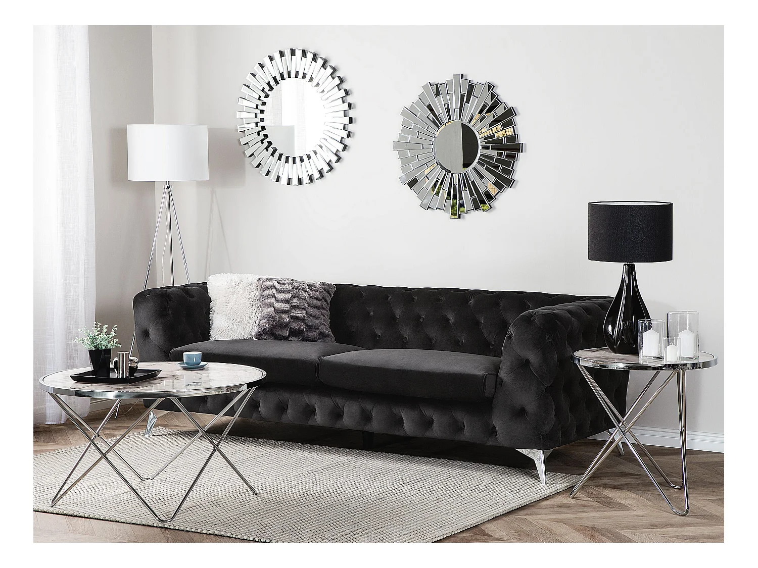 Canapé 3 places SOTRA Velours Noir