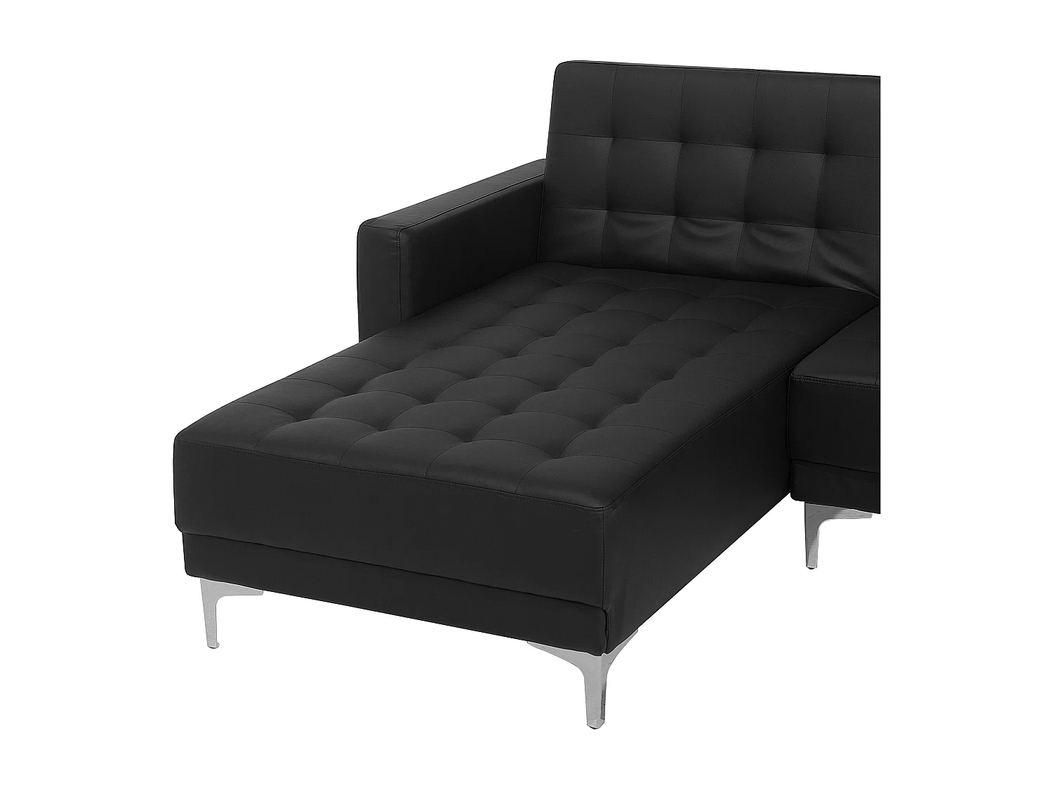 Divano letto angolare modulare ABERDEEN Pelle sintetica Nero con ottomana 4 posti Lato destro