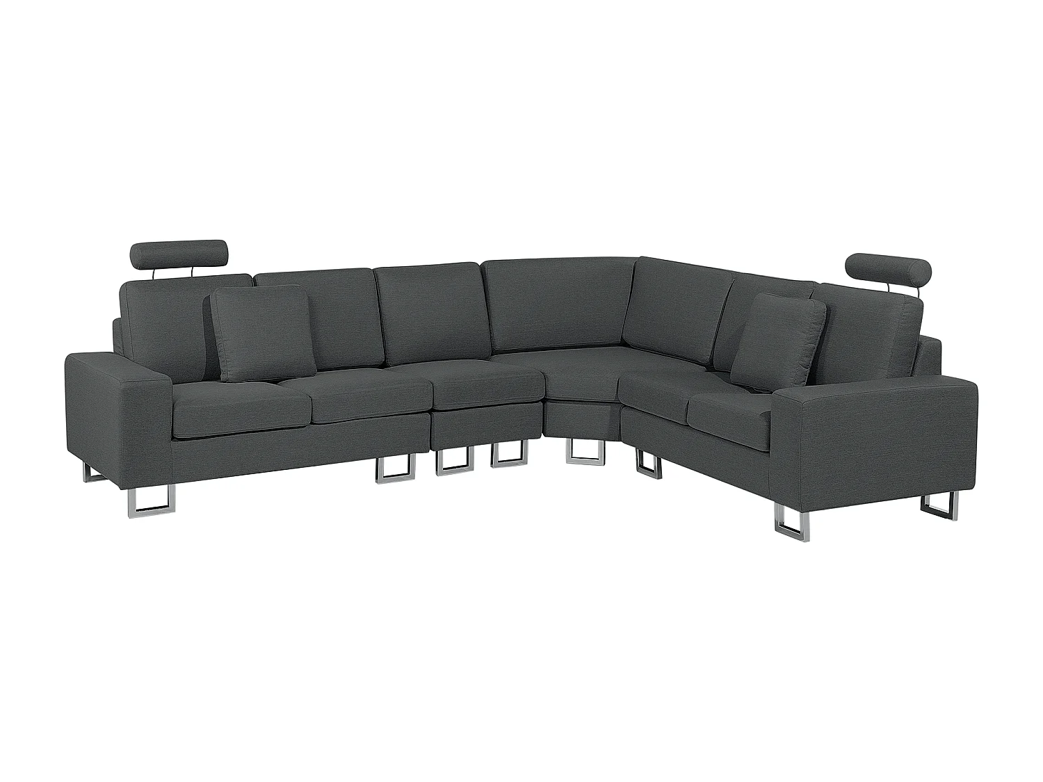 Canapé d'Angle à droite en Tissu Gris Foncé avec Appui-Tête Réglable Stockholm