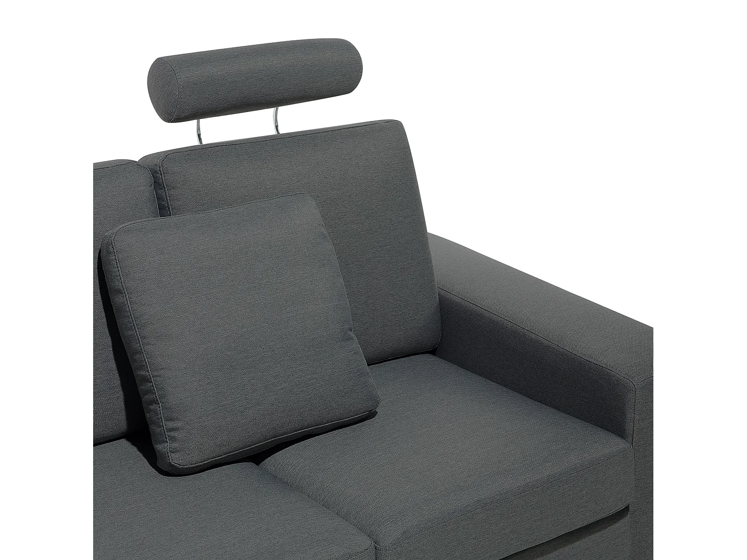 Canapé d'Angle à droite en Tissu Gris Foncé avec Appui-Tête Réglable Stockholm