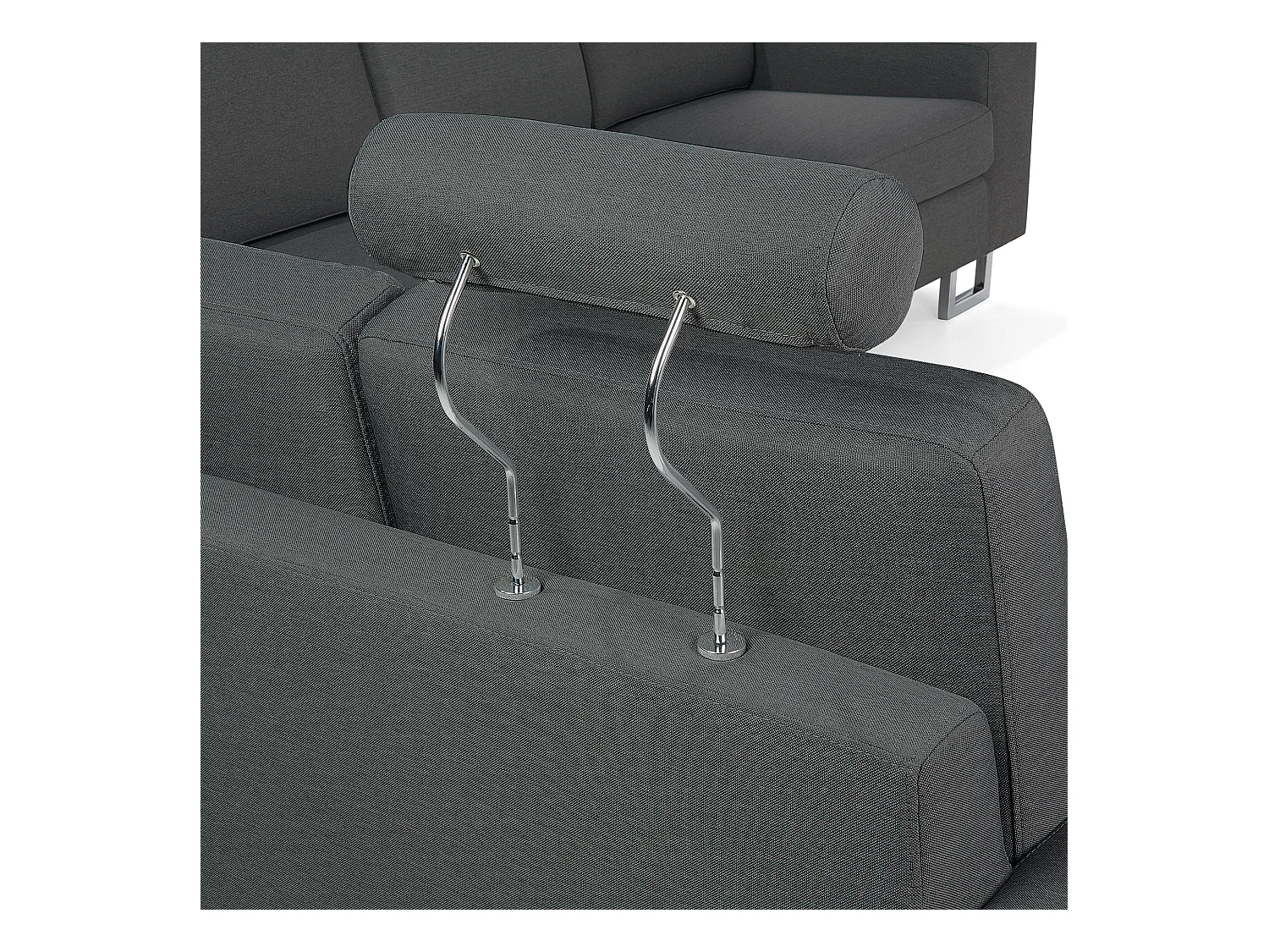 Canapé d'Angle à droite en Tissu Gris Foncé avec Appui-Tête Réglable Stockholm