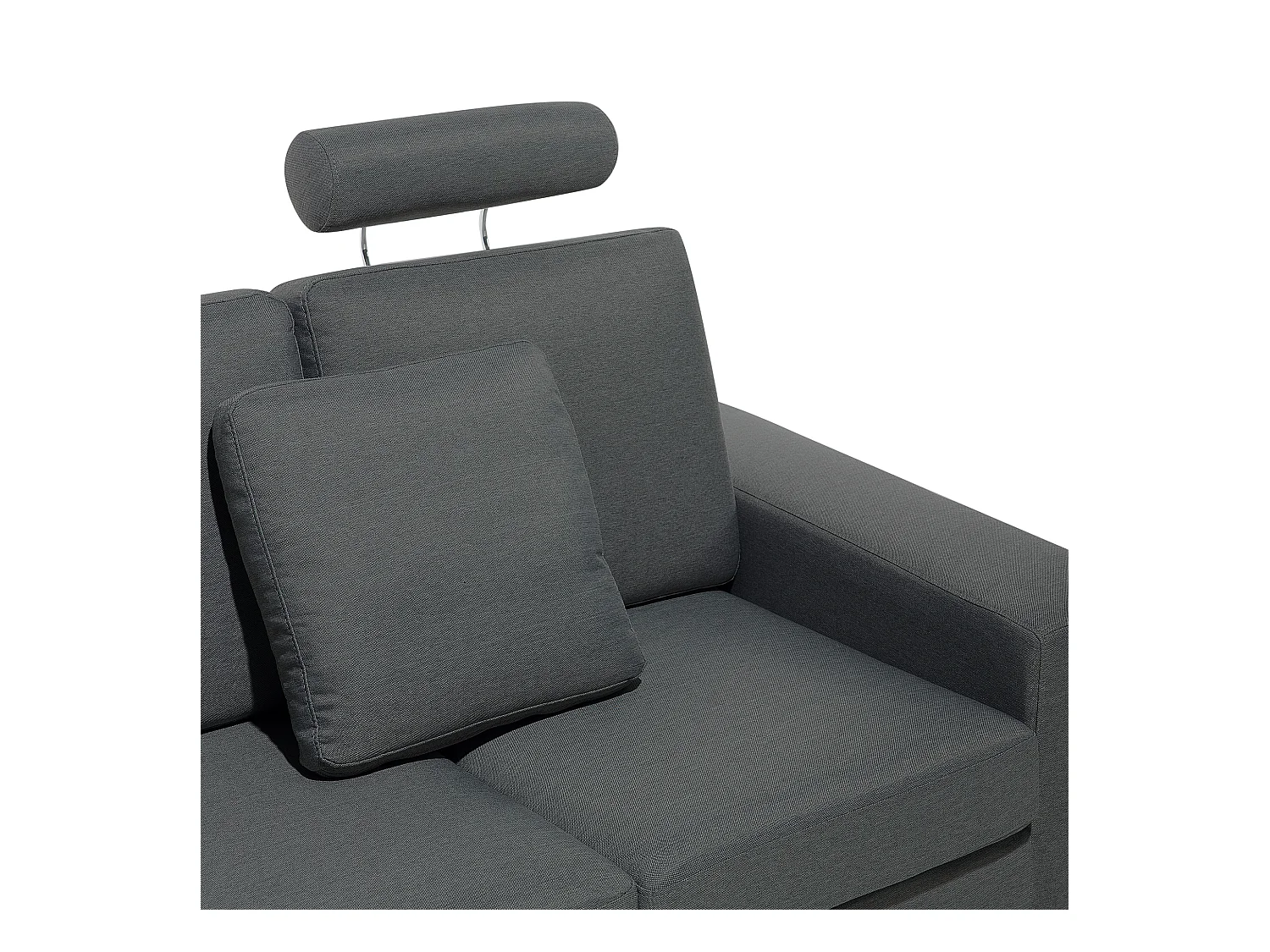 Canapé d'Angle à droite en Tissu Gris Foncé avec Appui-Tête Réglable Stockholm