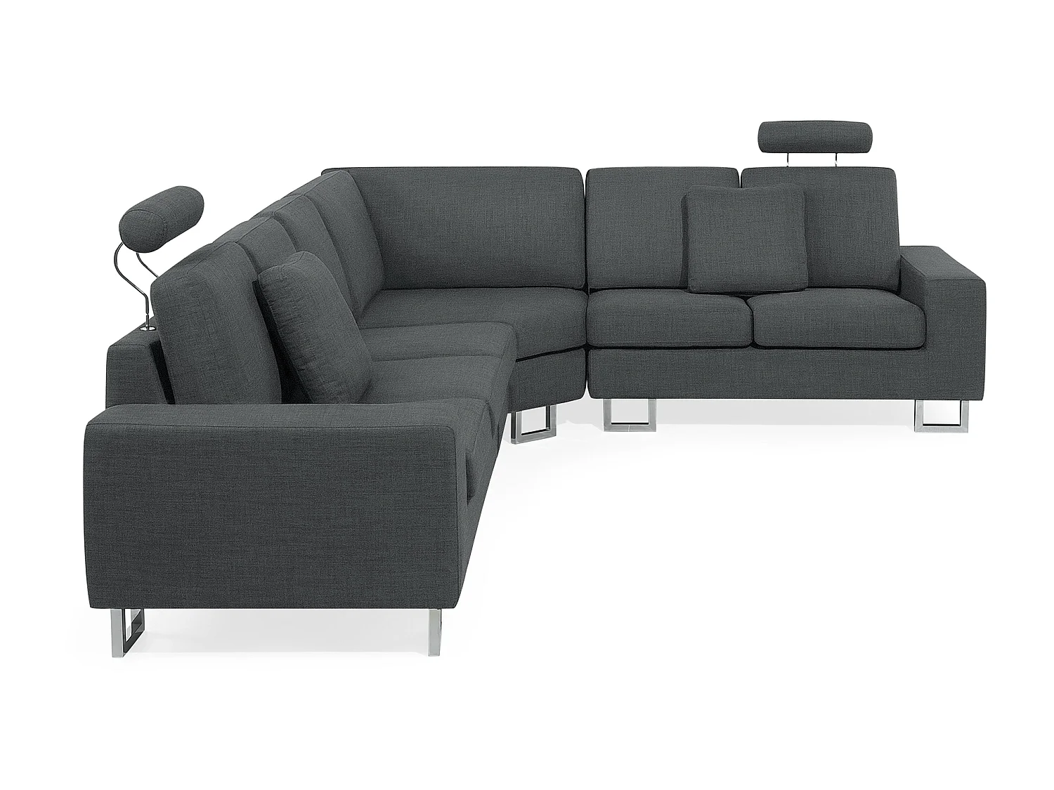 Canapé d'Angle à droite en Tissu Gris Foncé avec Appui-Tête Réglable Stockholm