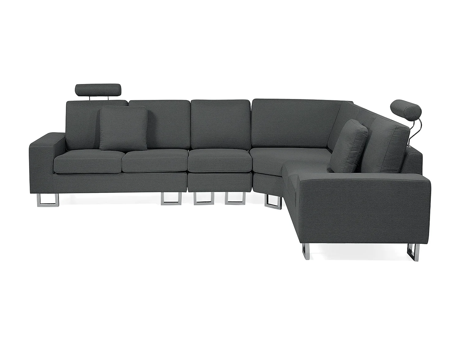 Canapé d'Angle à droite en Tissu Gris Foncé avec Appui-Tête Réglable Stockholm