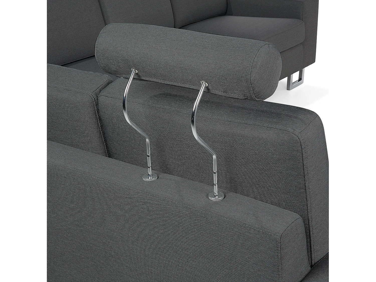 Canapé d'Angle à droite en Tissu Gris Foncé avec Appui-Tête Réglable Stockholm