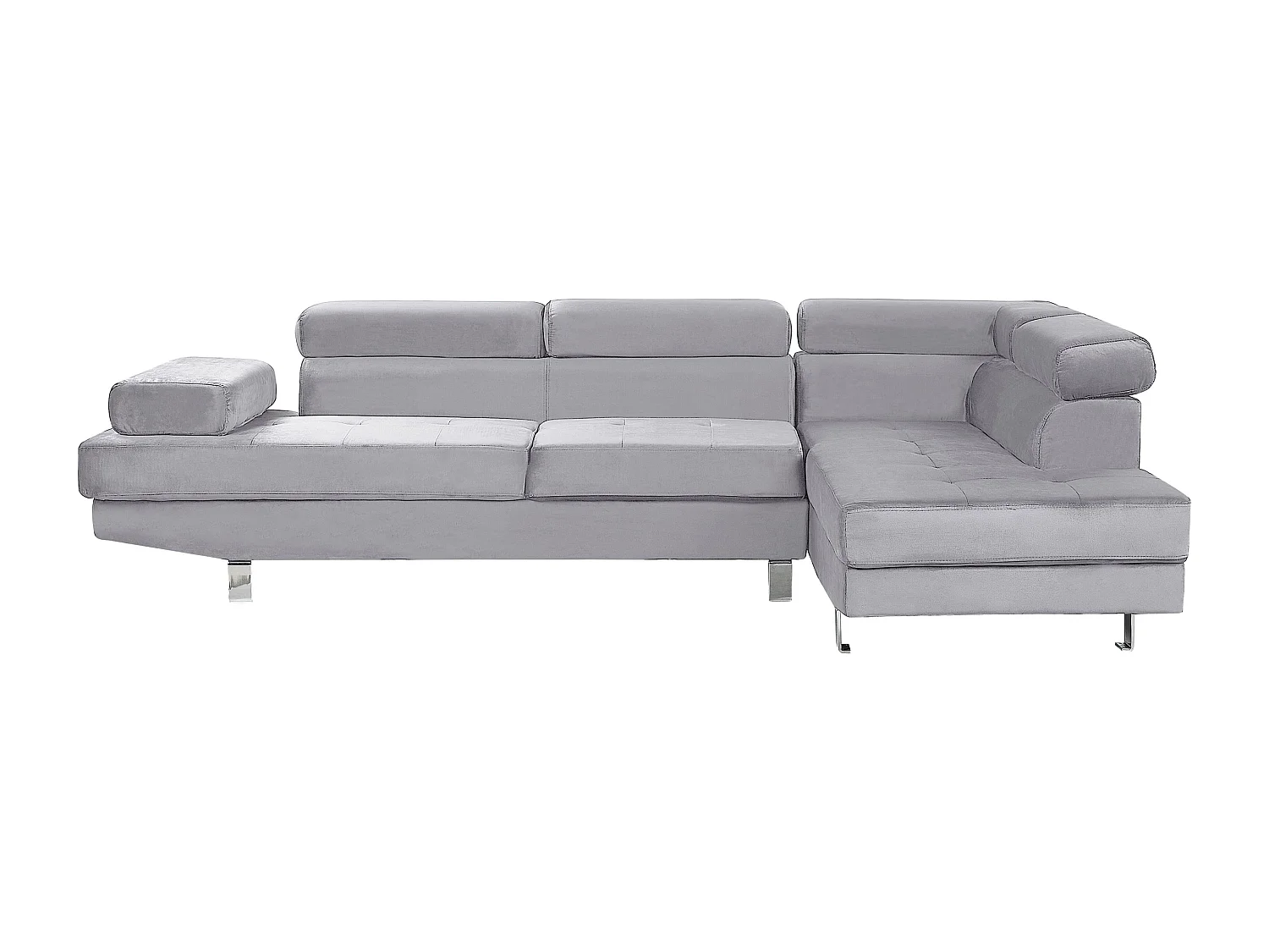 5-Sitzer Ecksofa Samt helles Grau mit Chaiselongue links modern Norrea