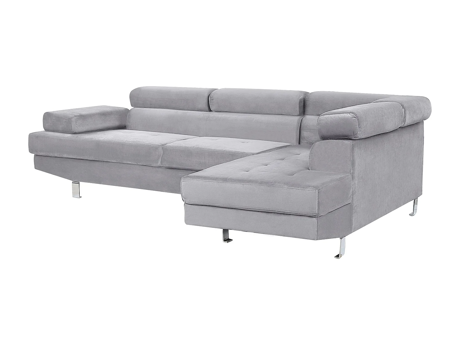 5-Sitzer Ecksofa Samt helles Grau mit Chaiselongue links modern Norrea
