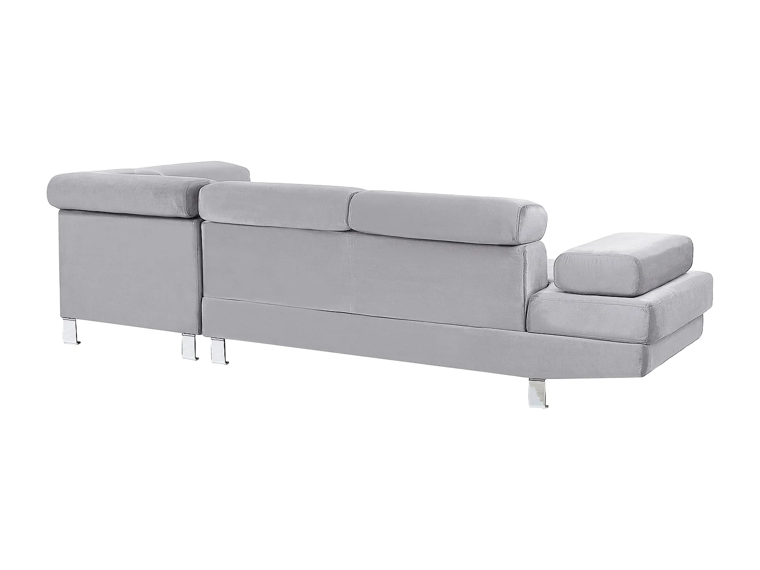 5-Sitzer Ecksofa Samt helles Grau mit Chaiselongue links modern Norrea