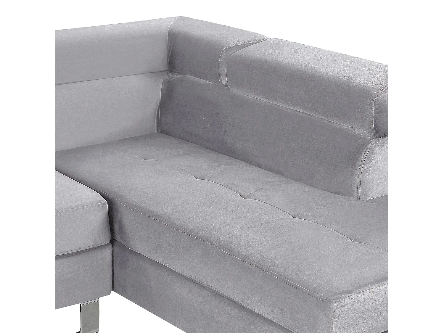 5-Sitzer Ecksofa Samt helles Grau mit Chaiselongue links modern Norrea