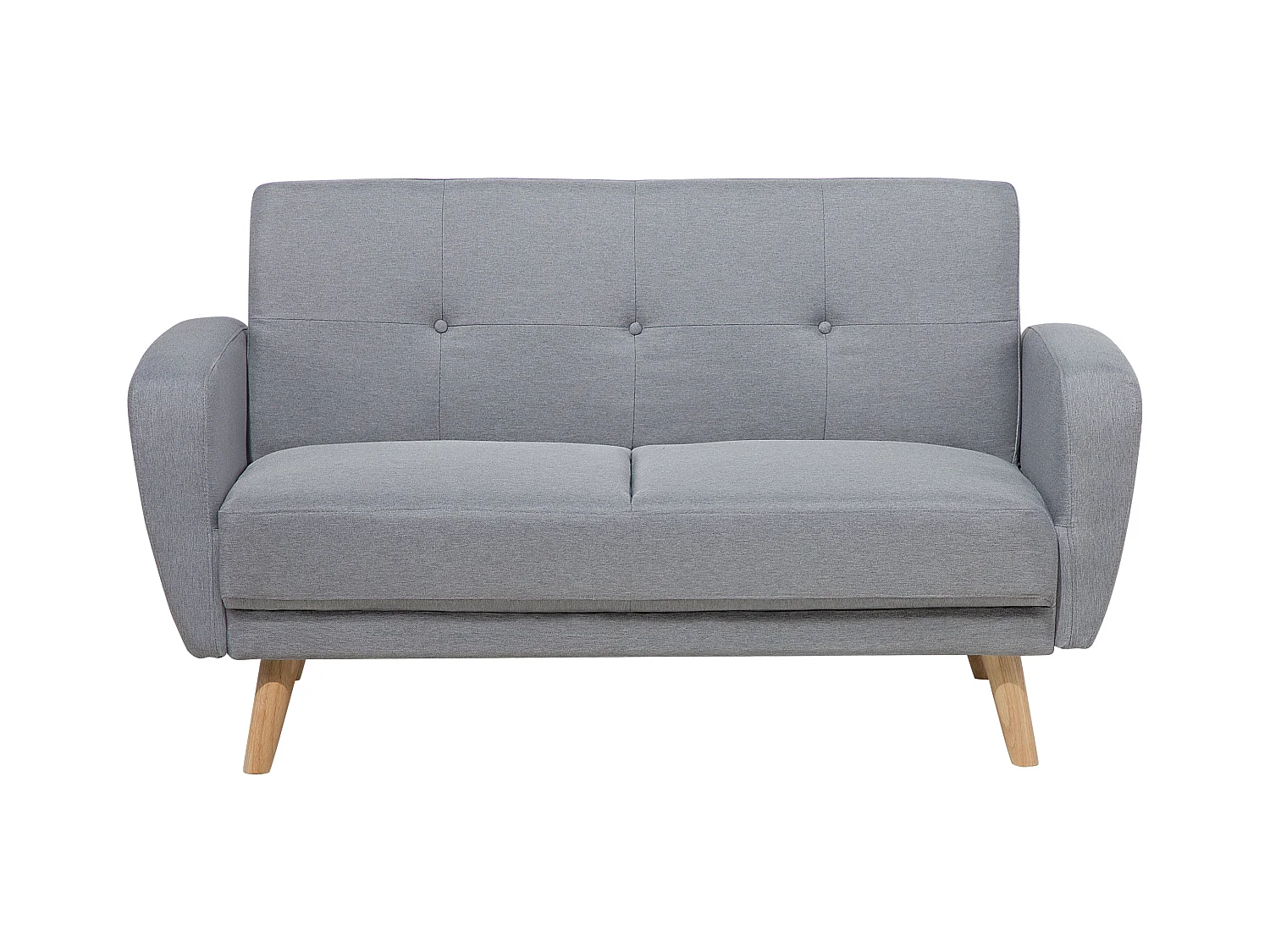 2-Sitzer Sofa Stoffbezug grau mit Schlaffunktion Holzbeine Schlafsofa Florli