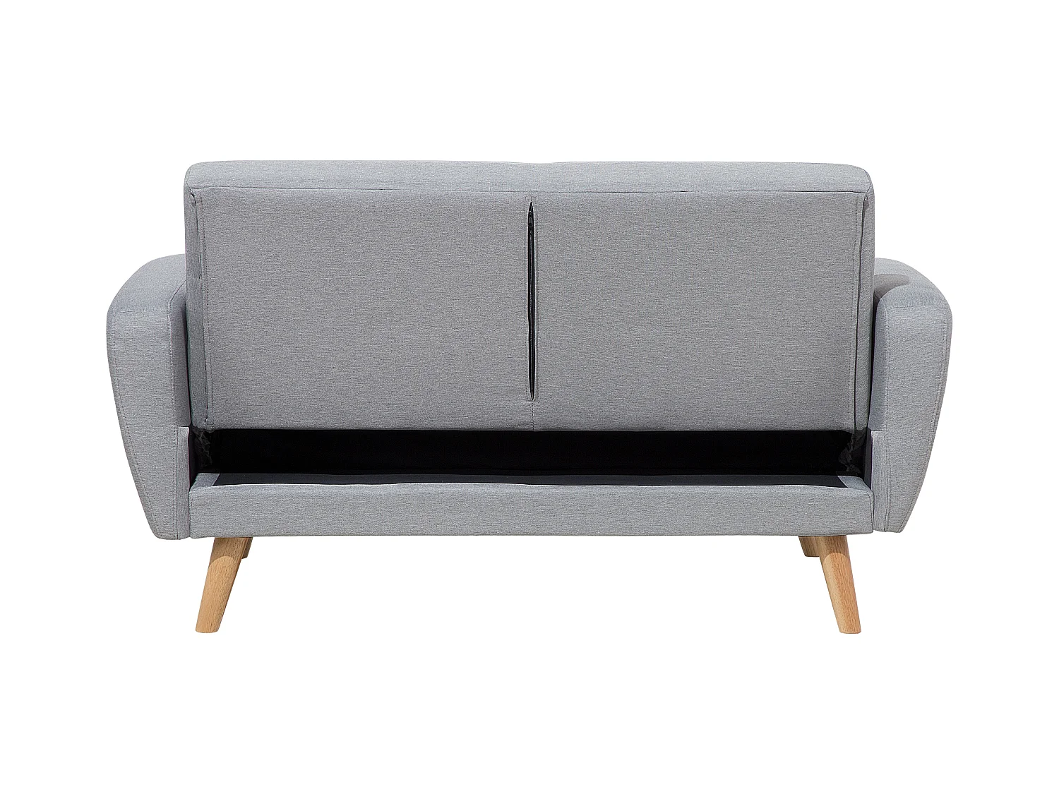 2-Sitzer Sofa Stoffbezug grau mit Schlaffunktion Holzbeine Schlafsofa Florli