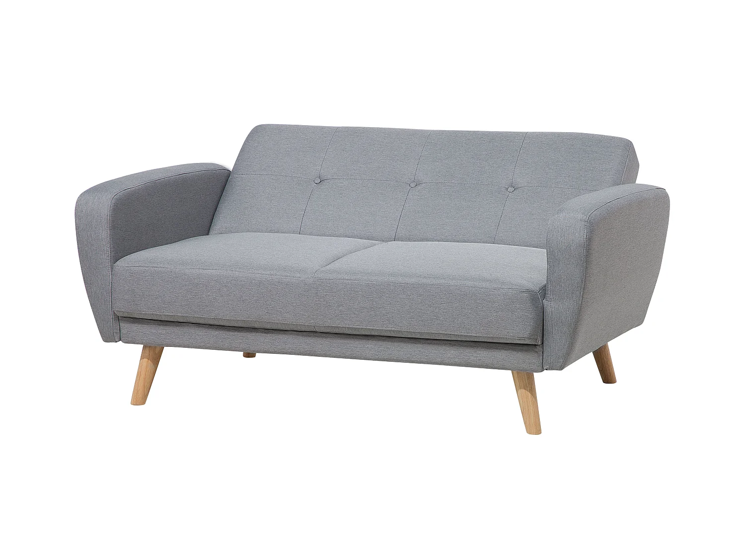 2-Sitzer Sofa Stoffbezug grau mit Schlaffunktion Holzbeine Schlafsofa Florli