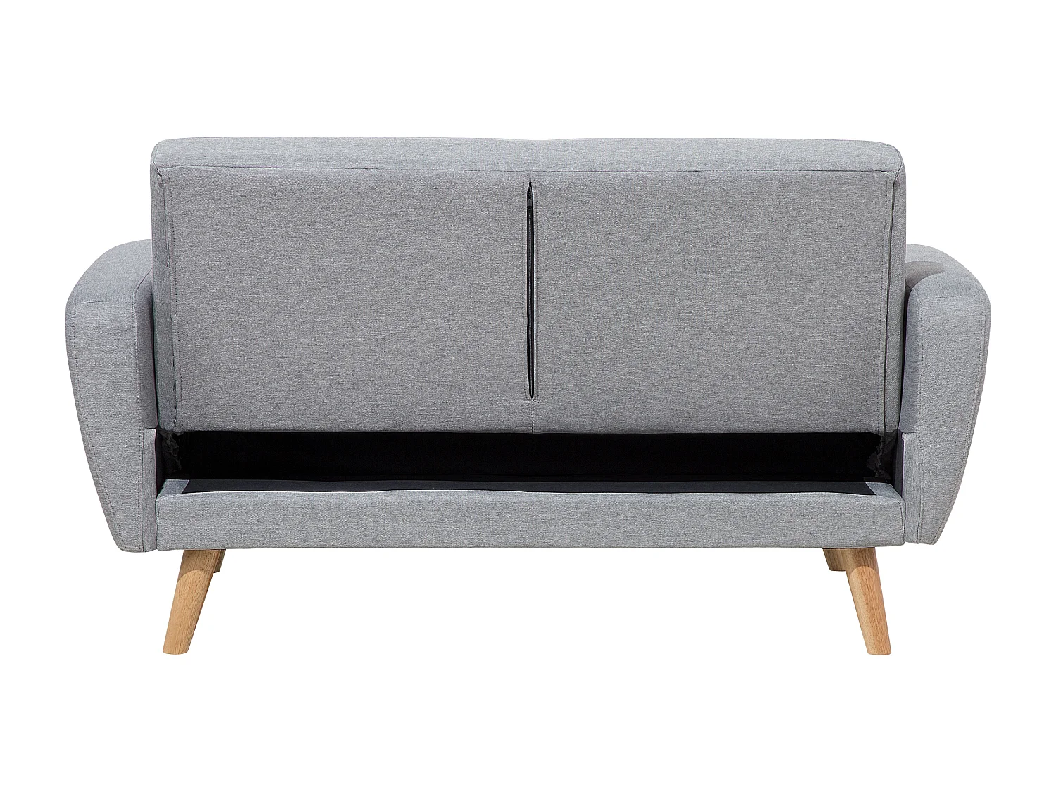 2-Sitzer Sofa Stoffbezug grau mit Schlaffunktion Holzbeine Schlafsofa Florli