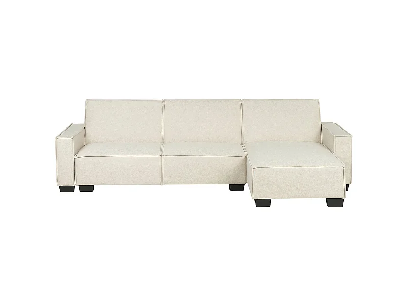 Eckschlafsofa ROMEDAL Stoff Beige 3-Sitzer linksseitig