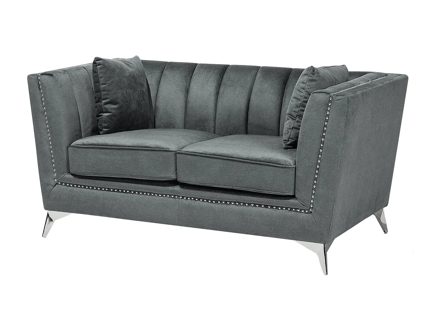 Sofa aus Samtstoff Grau 2-Sitzer modernes Wohnzimmer-Sofa Gaula