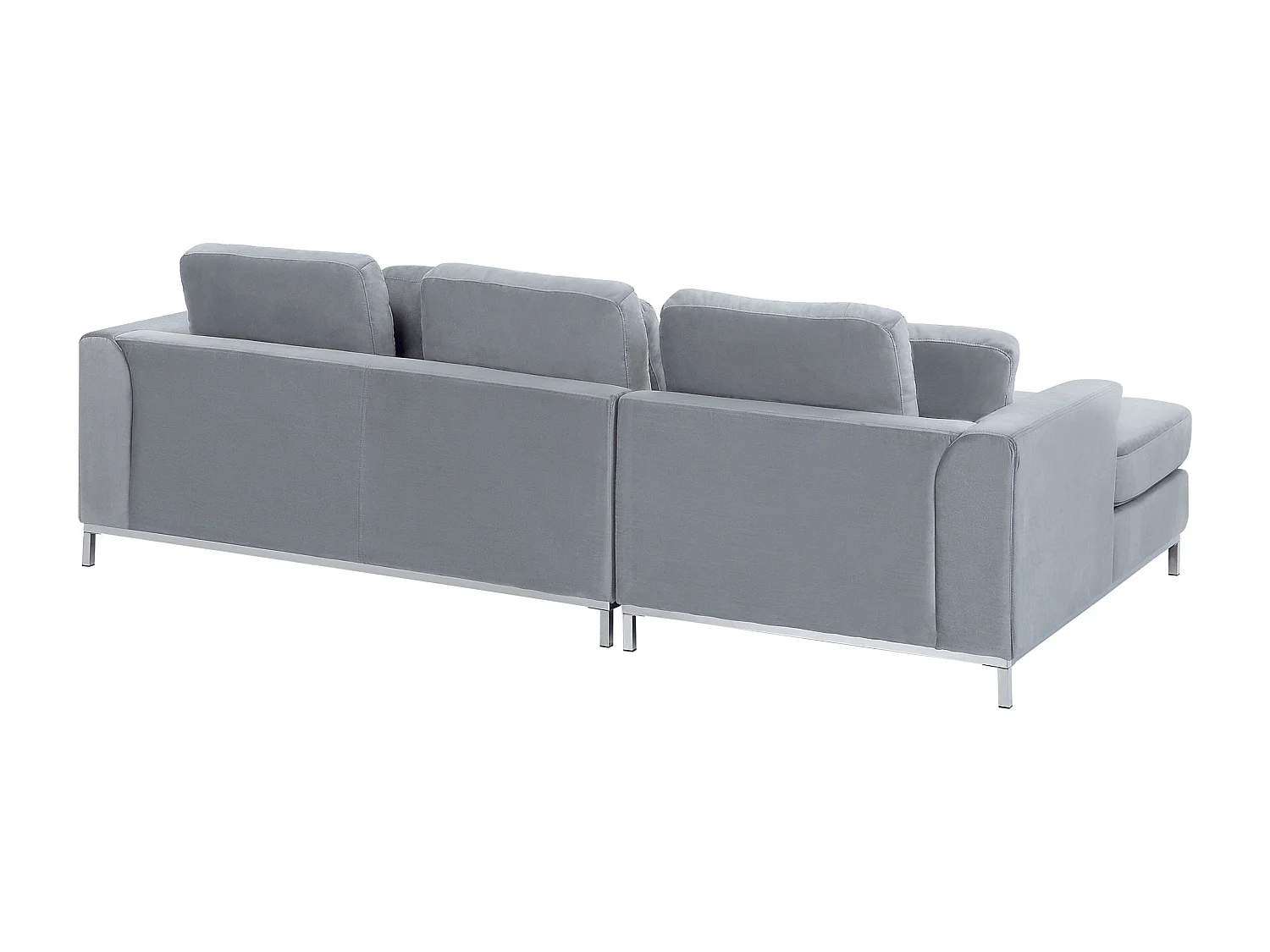 Canapé Angle à droite en Velours Gris et Pouf Ottoman Housses Amovibles Oslo