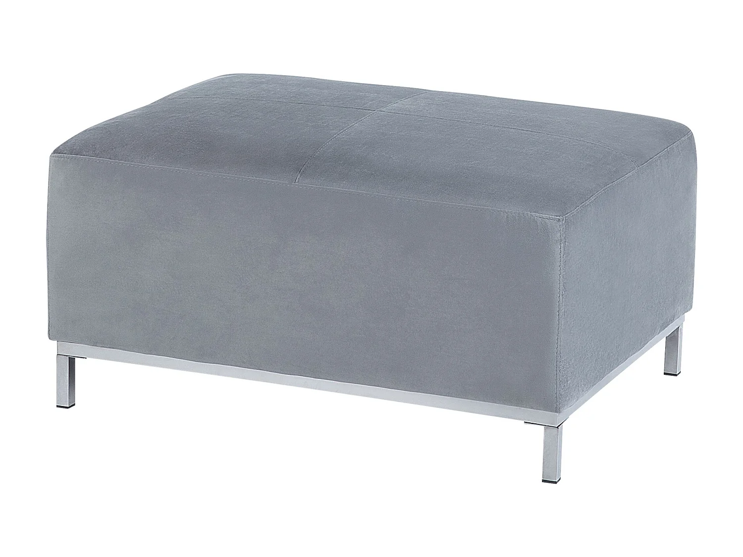 Canapé Angle à droite en Velours Gris et Pouf Ottoman Housses Amovibles Oslo