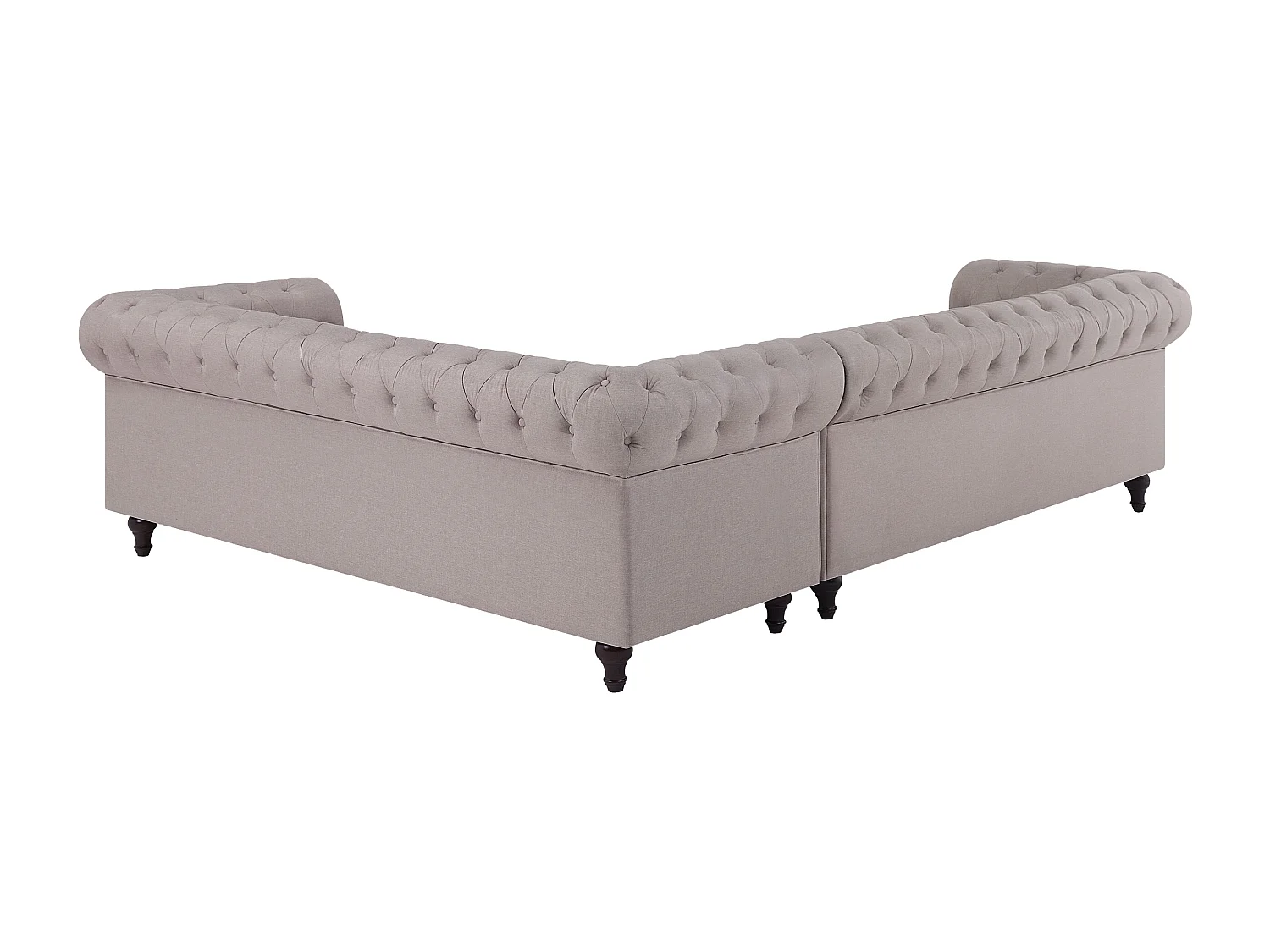Canapé d'Angle à droite en Tissu Beige Housse Amovible Assise Large Chesterfield