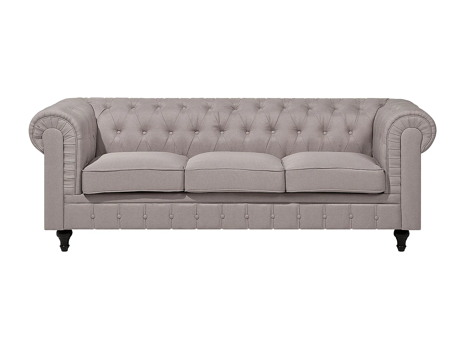 Canapé d'Angle à droite en Tissu Beige Housse Amovible Assise Large Chesterfield