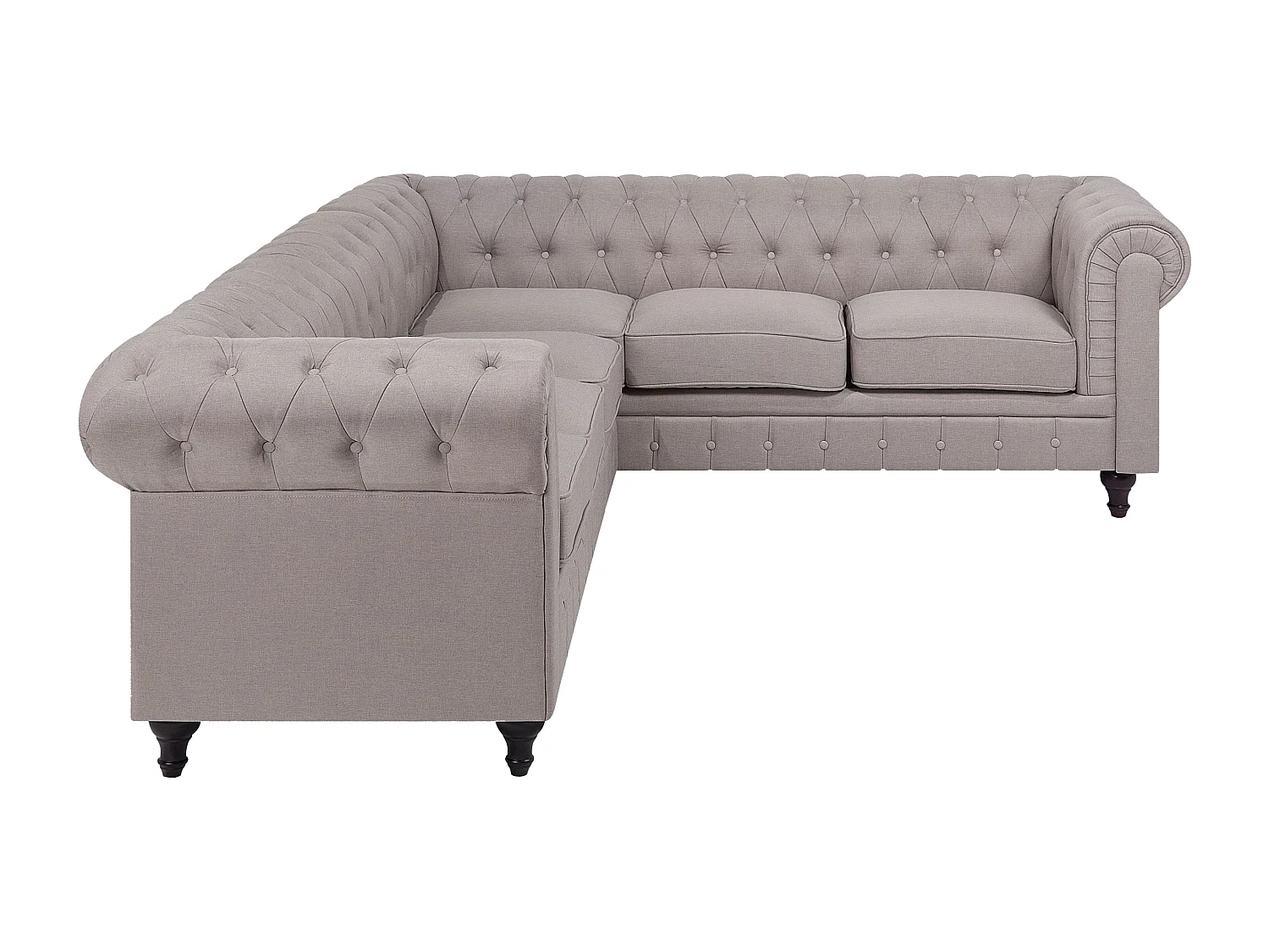 Sofá de canto CHESTERFIELD Tecido Creme 6 lugares à esquerda