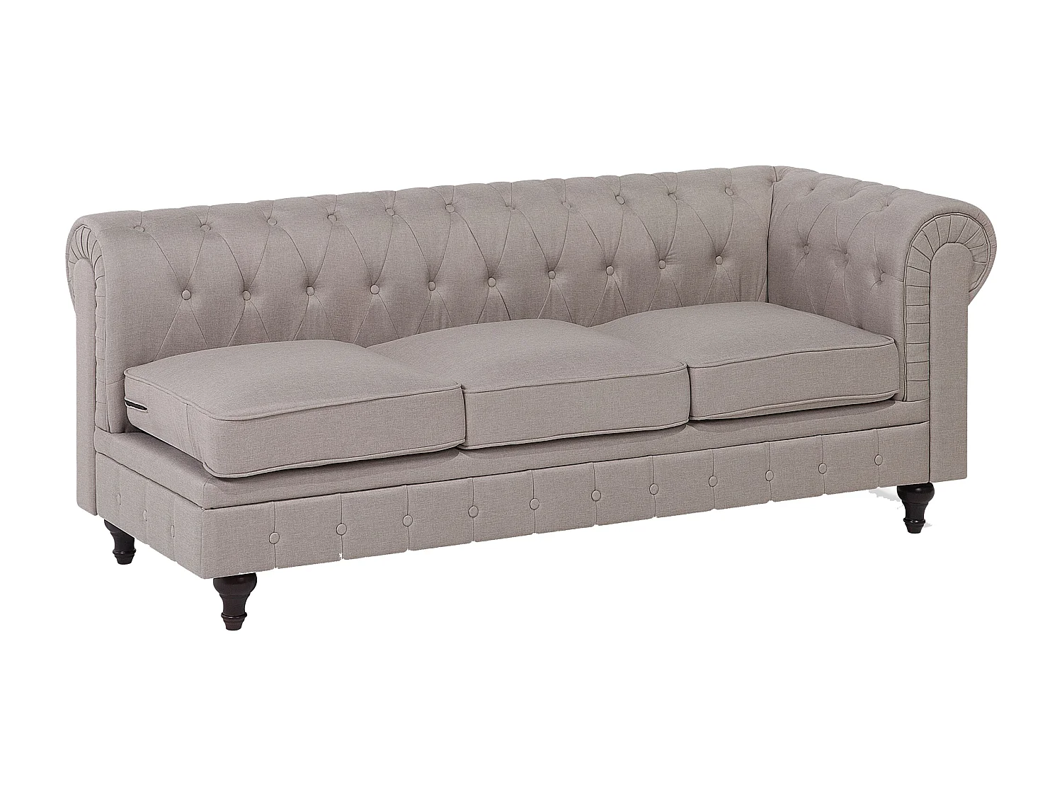 Canapé d'Angle à droite en Tissu Beige Housse Amovible Assise Large Chesterfield