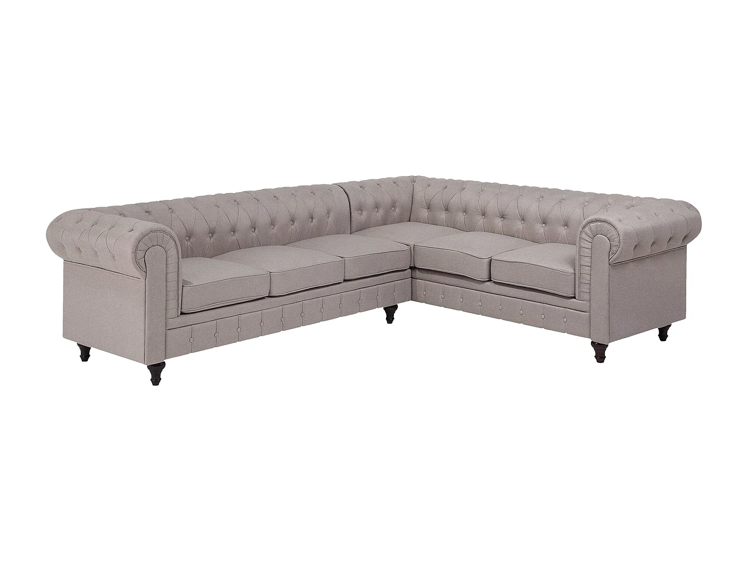 Hoekbank CHESTERFIELD Stof Beige 6-zitter Linkerzijde