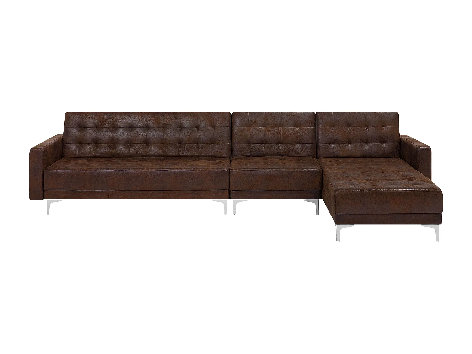 Modulsofa Schlaffunktion Lederoptik Old Style Braun linksseitig Aberdeen