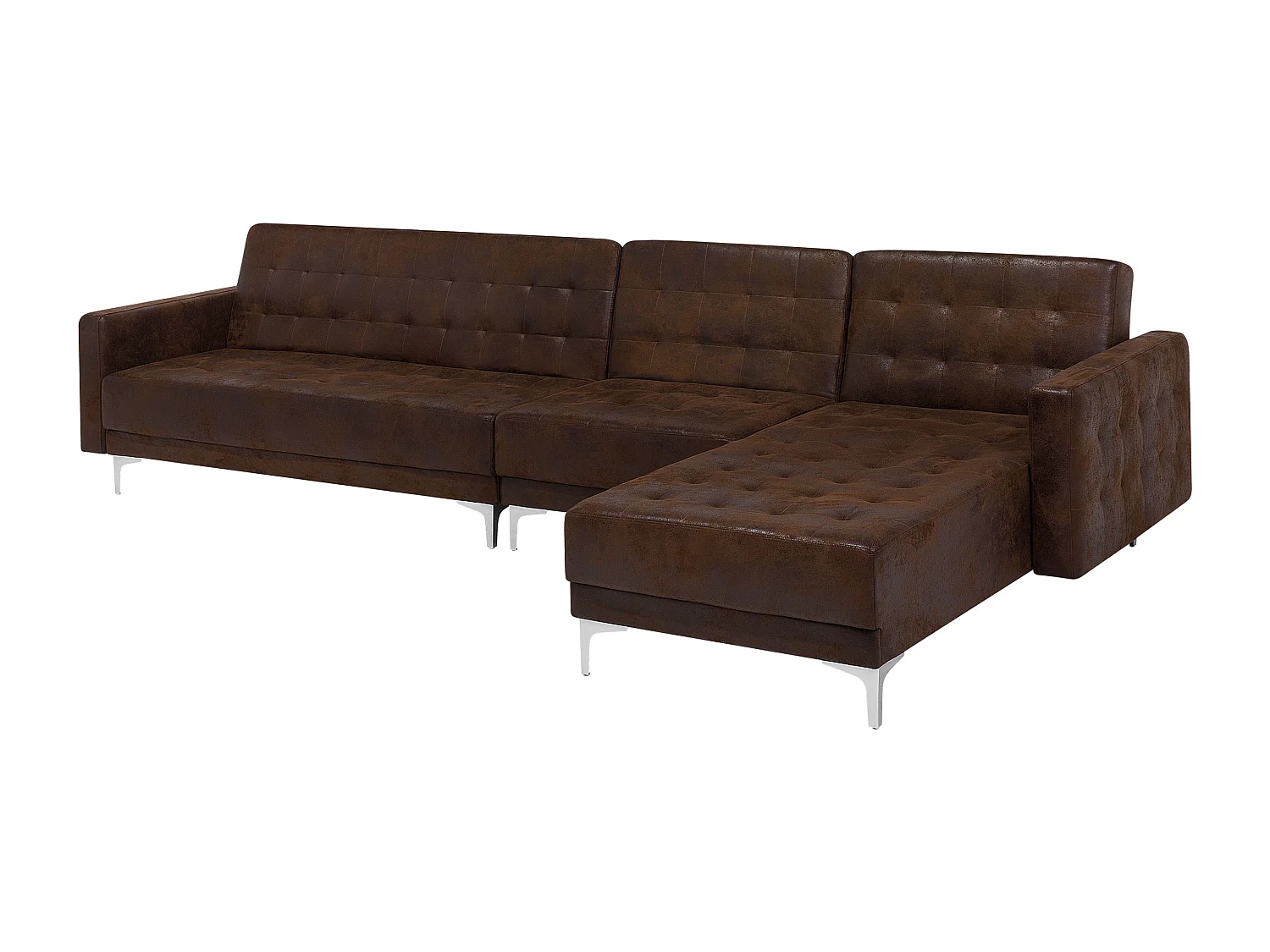 Modulsofa Schlaffunktion Lederoptik Old Style Braun linksseitig Aberdeen