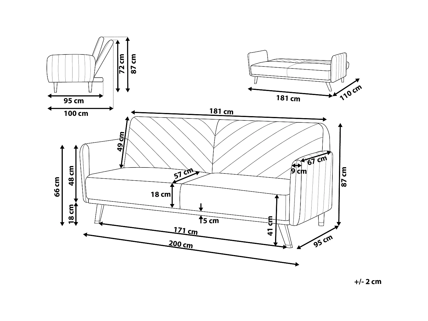 Canapé-lit SENJA Rose Velours
