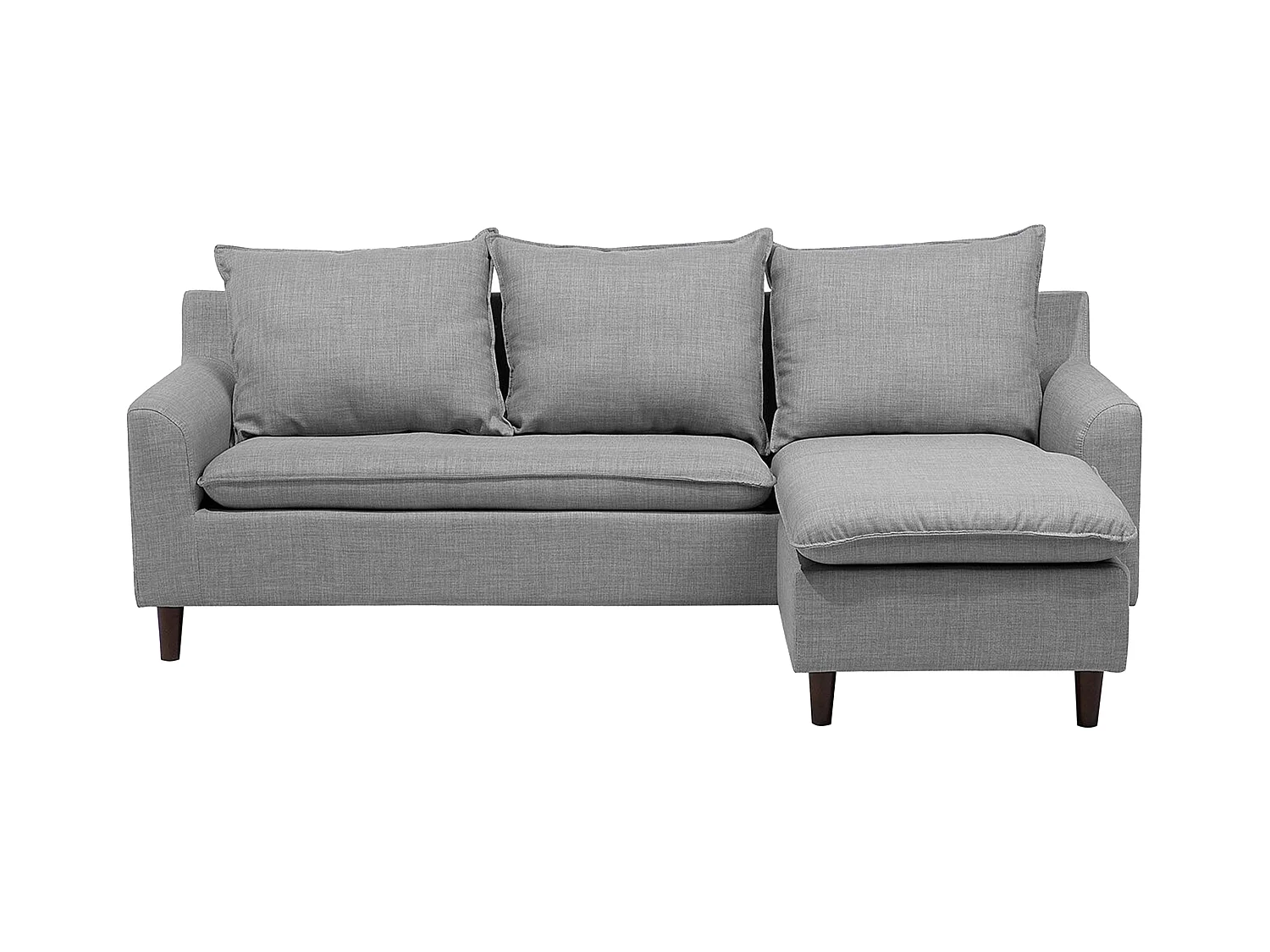 Canapé d'Angle Moderne à droite Pieds en Bois Massif Assise Polyester Tissu Gris Clair Elvenes