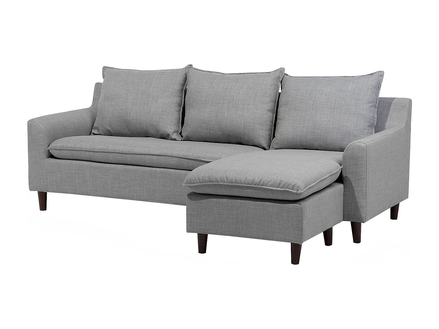 Canapé d'Angle Moderne à droite Pieds en Bois Massif Assise Polyester Tissu Gris Clair Elvenes