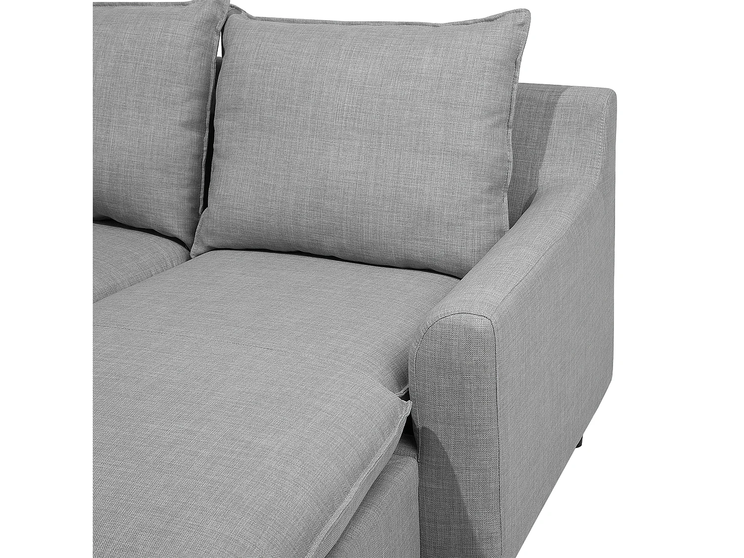 Canapé d'Angle Moderne à droite Pieds en Bois Massif Assise Polyester Tissu Gris Clair Elvenes