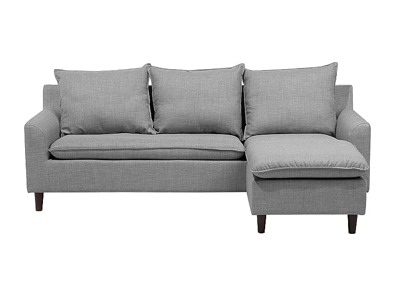 Canapé d'Angle Moderne à droite Pieds en Bois Massif Assise Polyester Tissu Gris Clair Elvenes