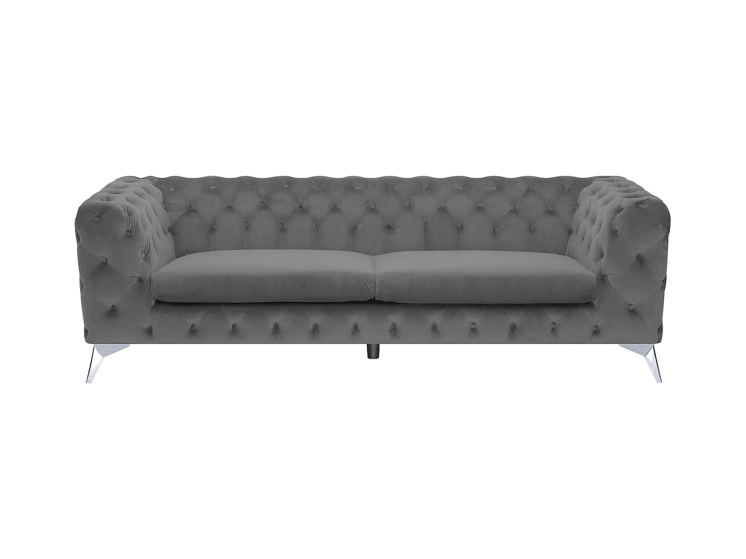 Klassisches Polstersofa Samtstoff Chesterfield Style grau Sotra