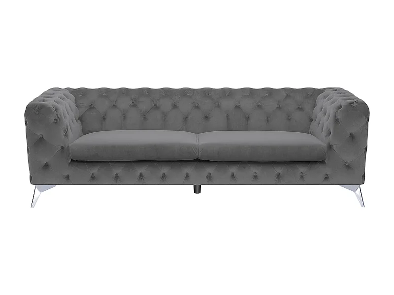 Klassisches Polstersofa Samtstoff Chesterfield Style grau Sotra