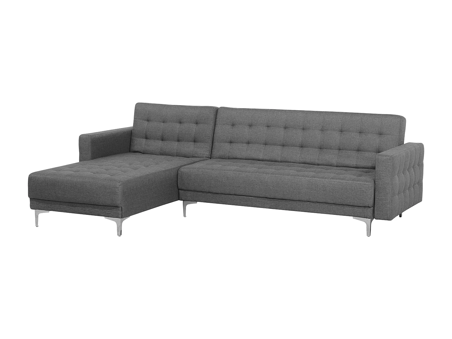 Canapé Angle à gauche Convertible Tissu Gris Elégant Moderne Classique Aberdeen