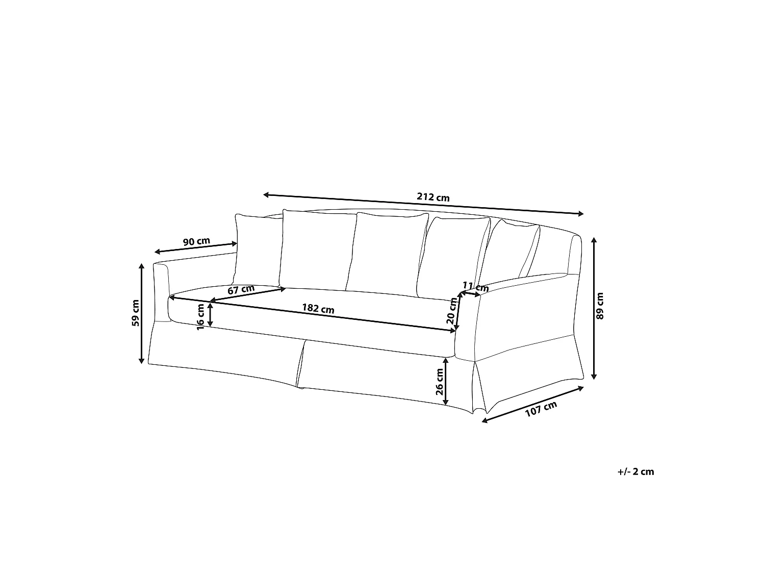 Divano GILJA Tessuto Rosso 3 posti