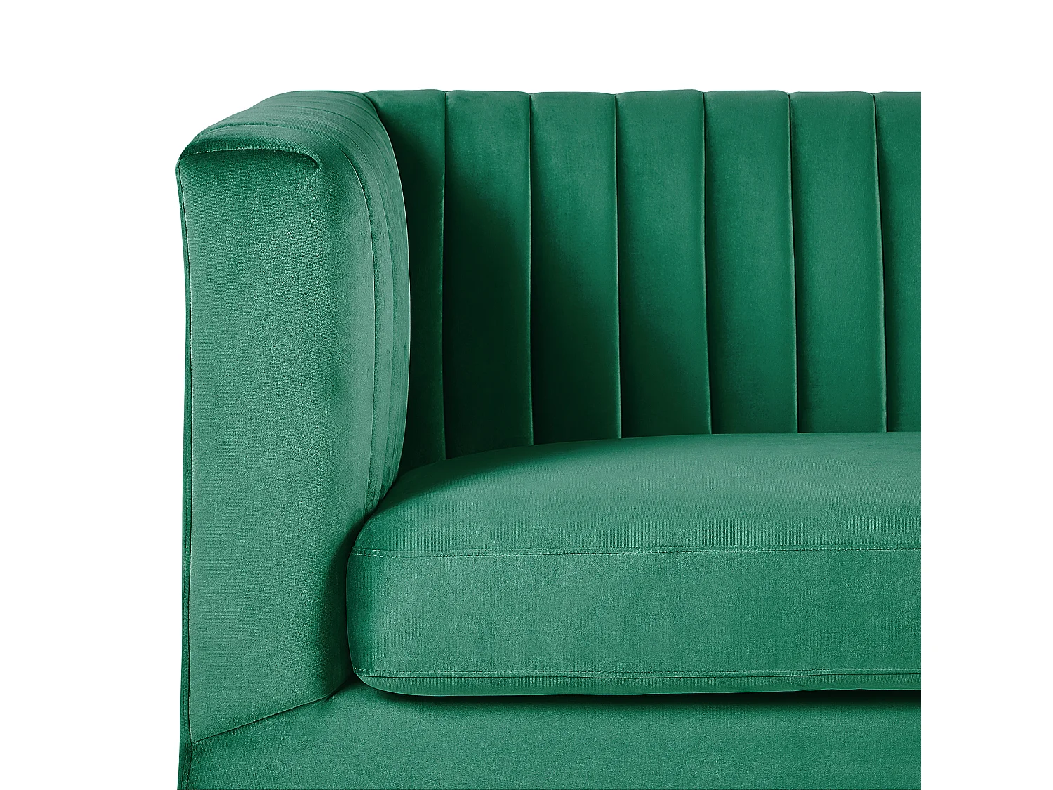 3-Sitzer Sofa Samtstoff grün gesteppt mit Acryl-Beinen dicken Sitzkissen Arvika