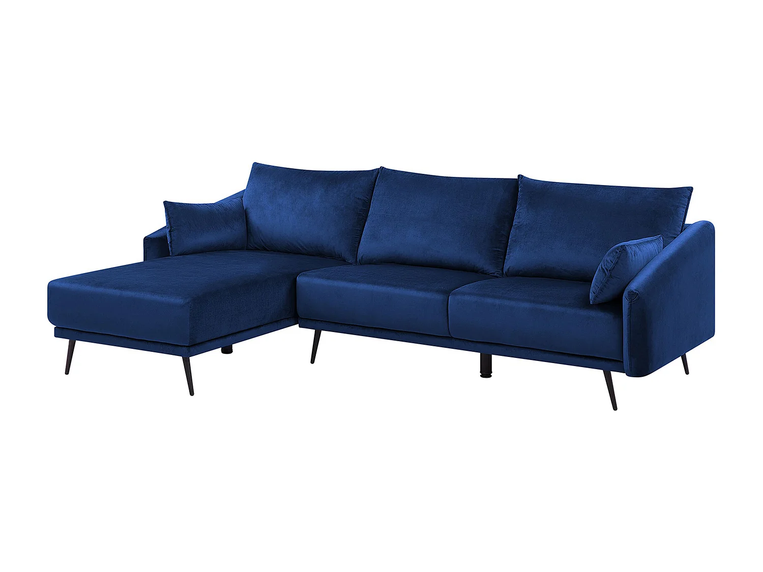 Ecksofa VARDE Samtstoff Marineblau LED 3-Sitzer rechtsseitig