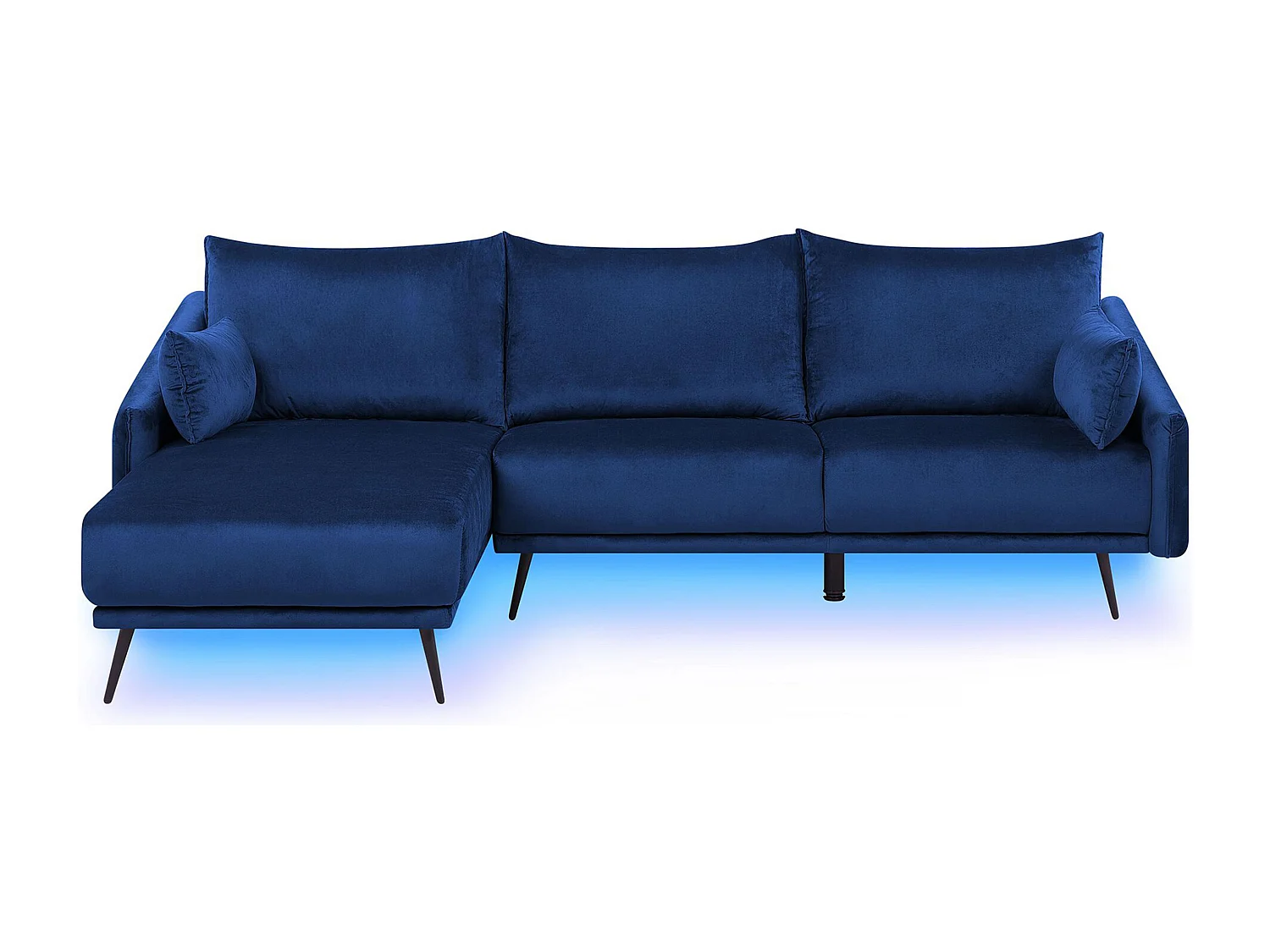 Divano angolare VARDE Velluto Blu marino LED 3 posti Lato destro