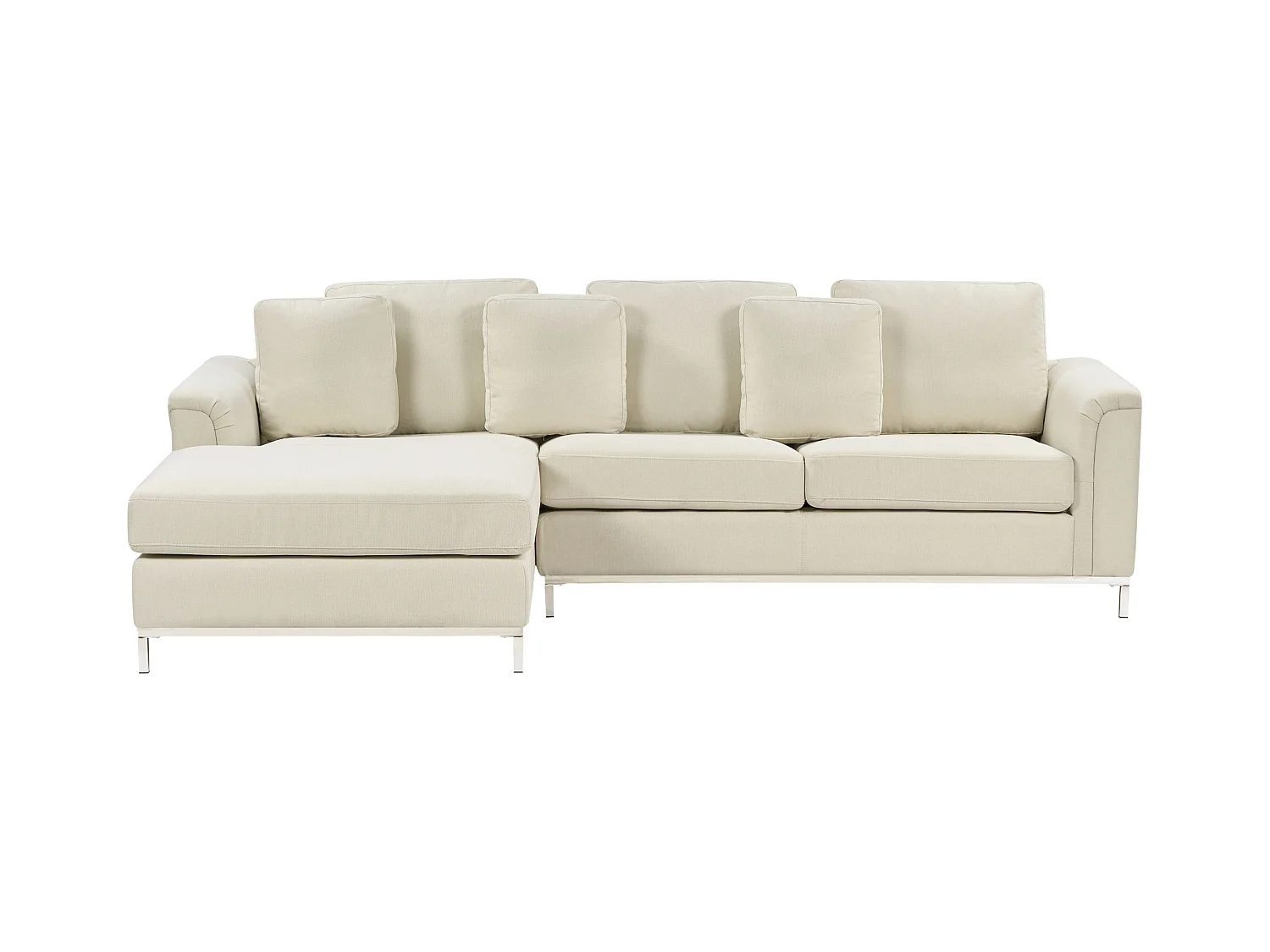 Modernes Ecksofa Polsterbezug 3 Zierkissen beige rechtsseitig Oslo