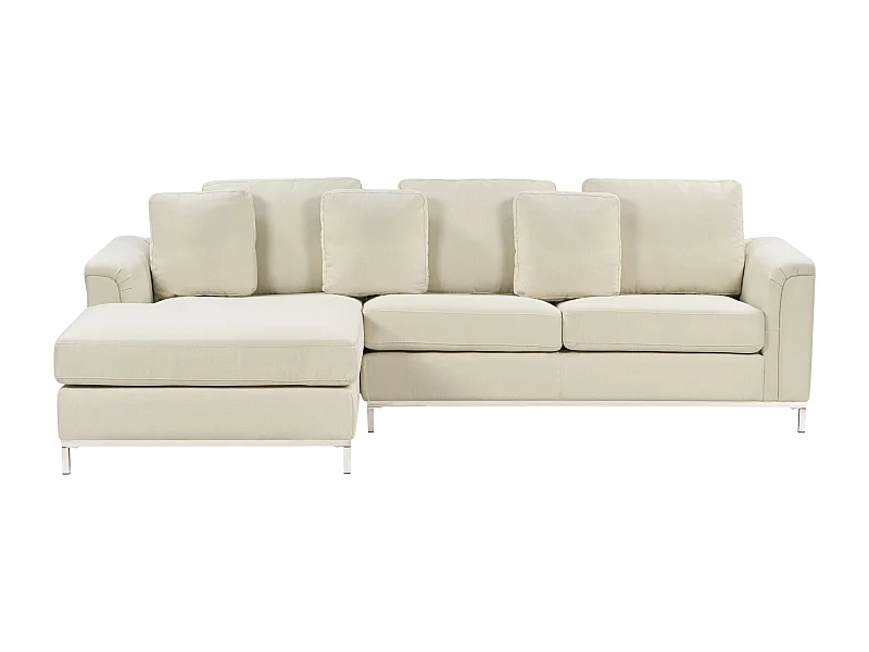 Canapé Angle à Droite en Tissu Beige Dossier Matelassé Housses Amovibles Oslo