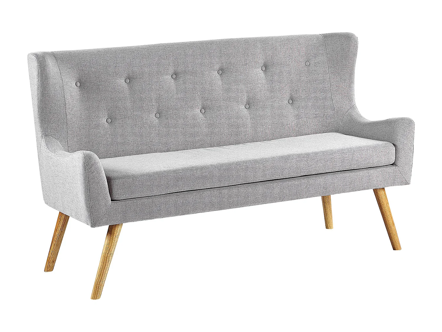 Modernes 2-Sitzer Küchensofa Polsterbezug hellgrau Holzbeine Ohrensofa Skibby