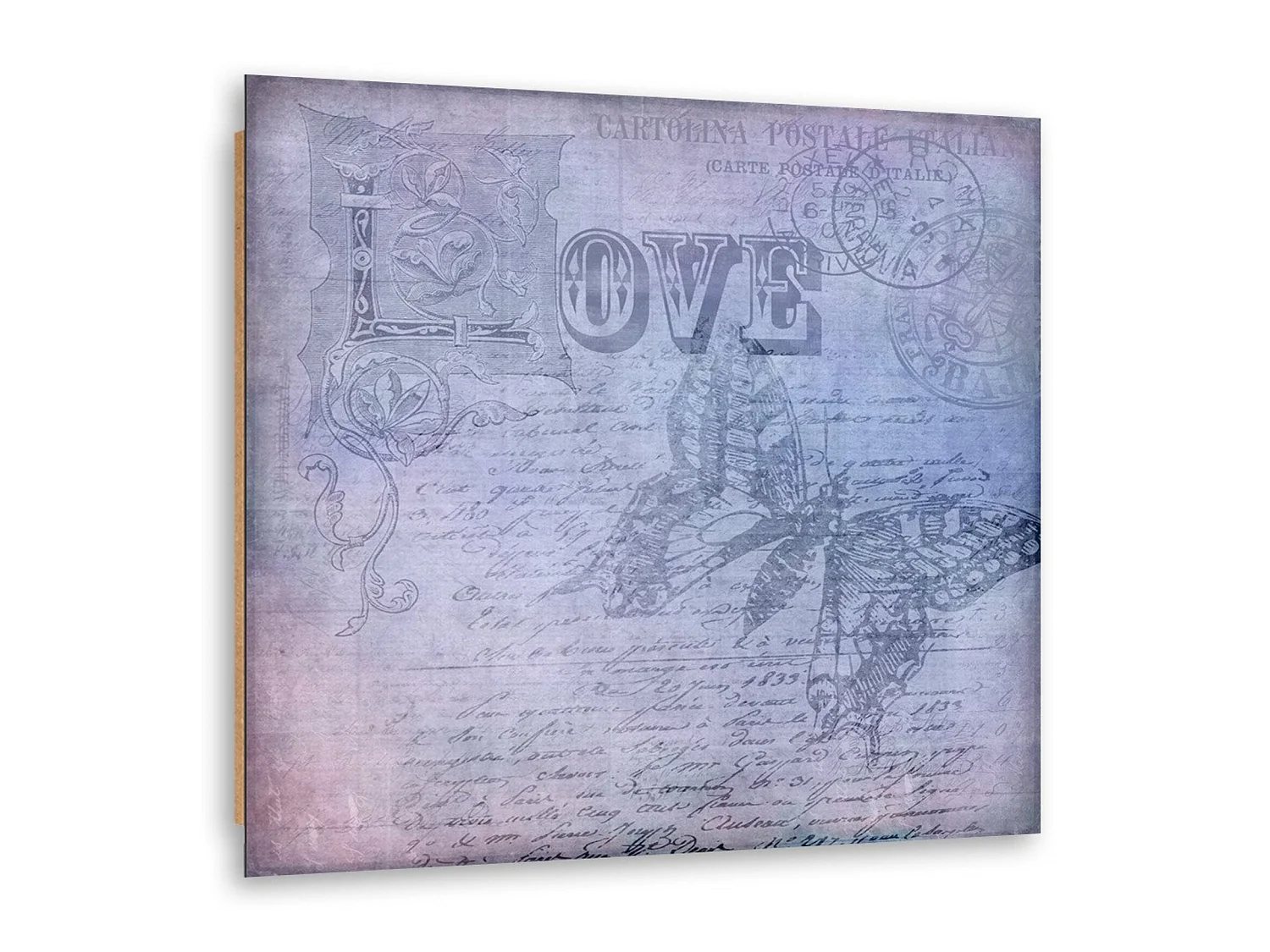 Tableau bois inscription «amour» - 40 x 40 cm