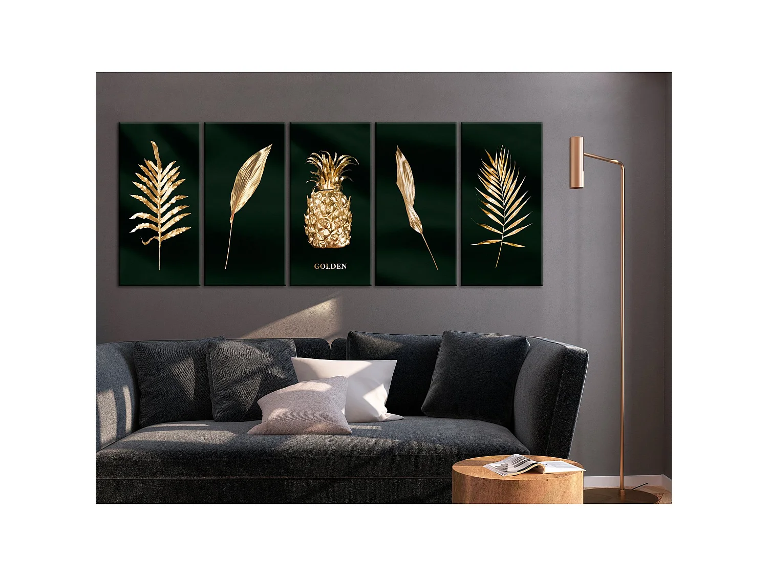 Tableau Éléments exotiques (5 parties) large - 225 x 90 cm