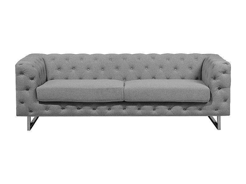 Klassisches 3er Sofa Polsterbezug Chesterfield Stil hellgrau Vissland